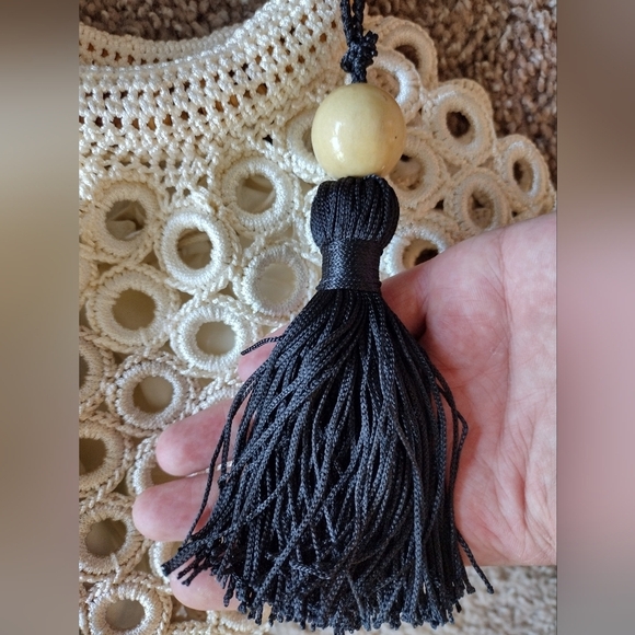 Studio Collection Crochet Tote Bag with Woven Handle - Picture 4 of 12